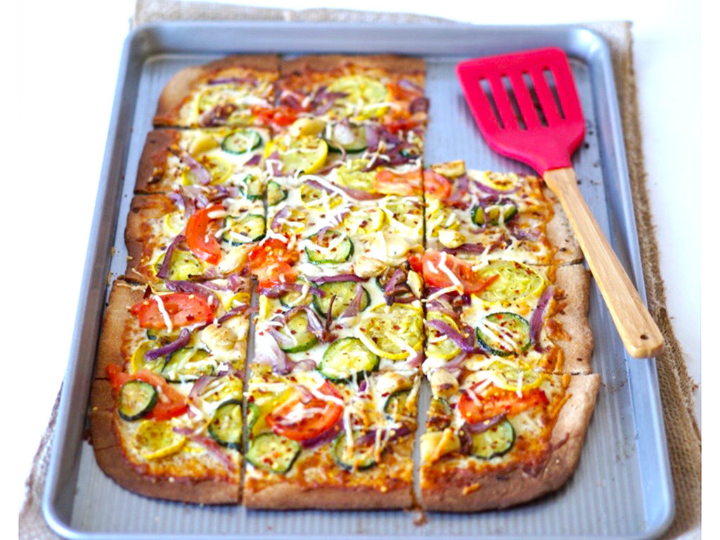 No Rise Whole Wheat Pizza Crust With Roasted Veggies #myvegetarianfamily