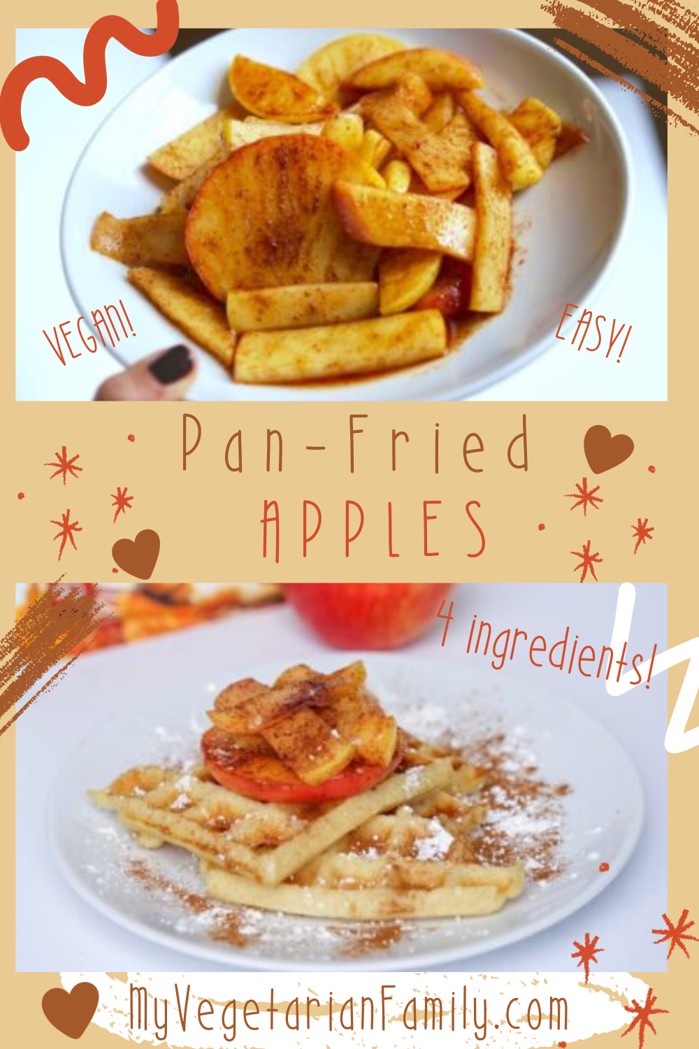 Easy Vegan Pan-Fried Apples | My Vegetarian Family #veganpanfriedapples