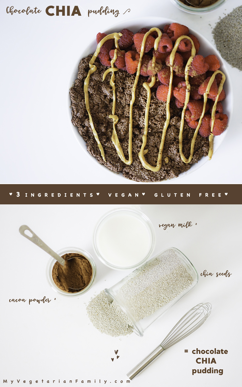 Chia Seeds + Chocolate + Vegan Milk = Chocolate Chia Pudding #myvegetarianfamily #vegan #glutenfree