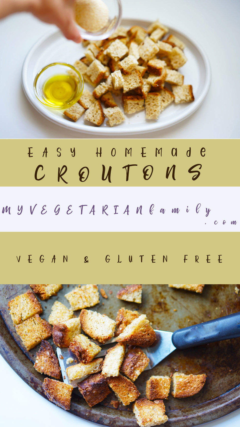 Easy Homemade Gluten Free Vegan Croutons Recipe #myvegetarianfamily