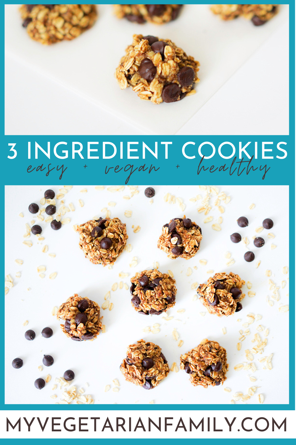3 Ingredient Cookies | My Vegetarian Family #threeingredientcookies #myvegetarianfamily