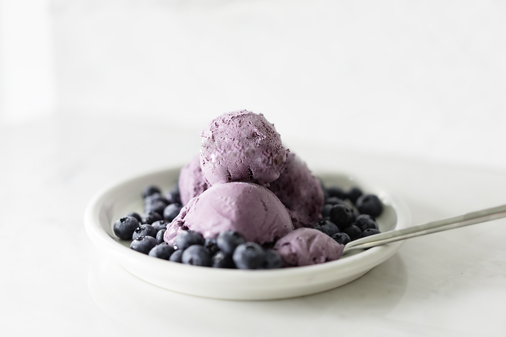 Homemade Blueberry Ice Cream Made Without Eggs | My Vegetarian Family #myvegetarianfamily #glutenfree #vegetarian