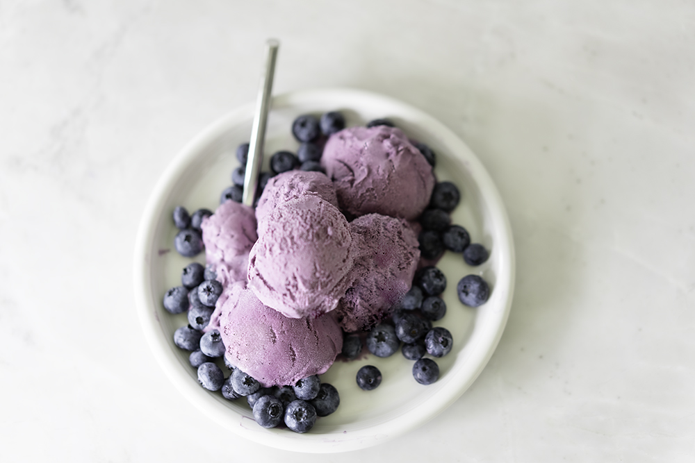 Homemade Blueberry Ice Cream Made Without Eggs #myvegetarianfamily #glutenfree #vegetarian