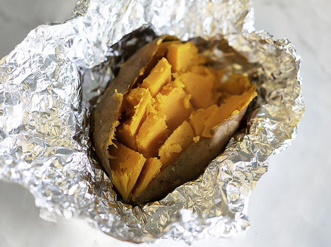 Roasted Sweet Potato for Mac N Chz Dairy Free | My Vegetarian Family #sweetpotatomacnchz