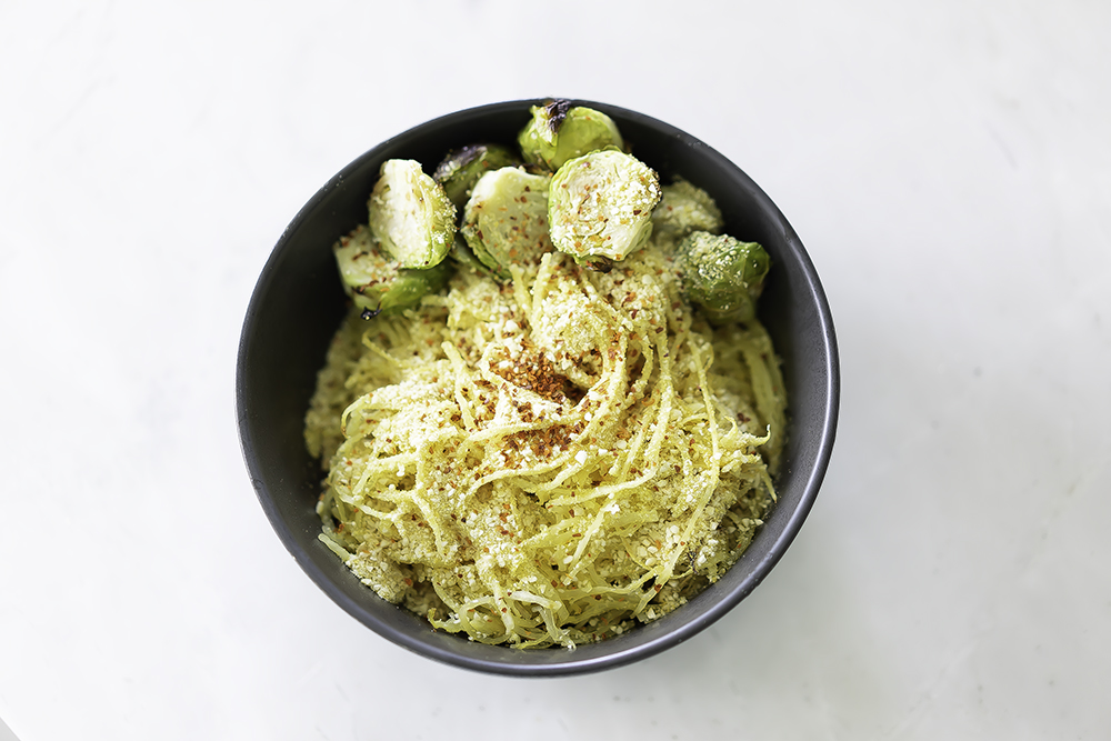 Spaghetti Squash with Grilled Brussel Sprouts My Vegetarian Family