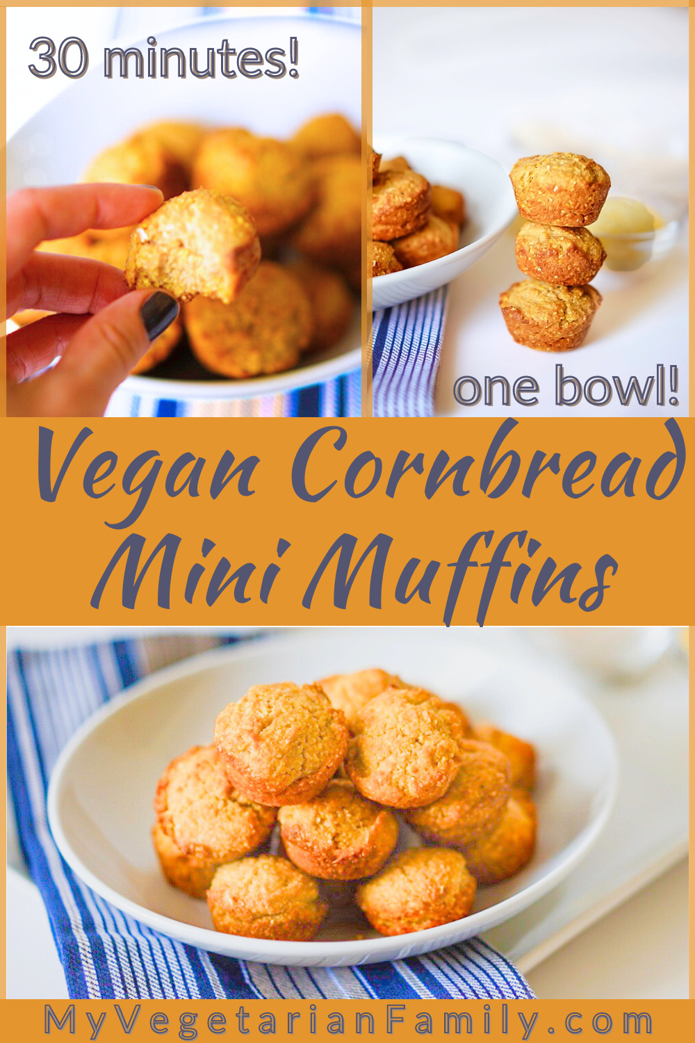 Vegan Cornbread Mini Muffins | My Vegetarian Family #vegancornbreadmuffins