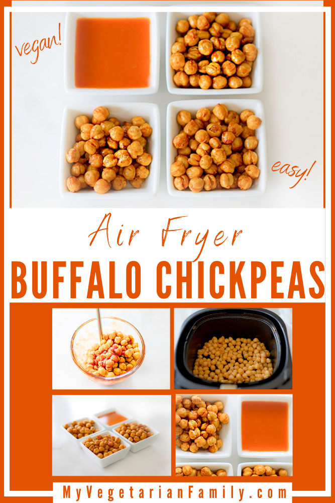Air Fryer Buffalo Chickpeas | My Vegetarian Family #airfryerchickpeas #buffalochickpeas