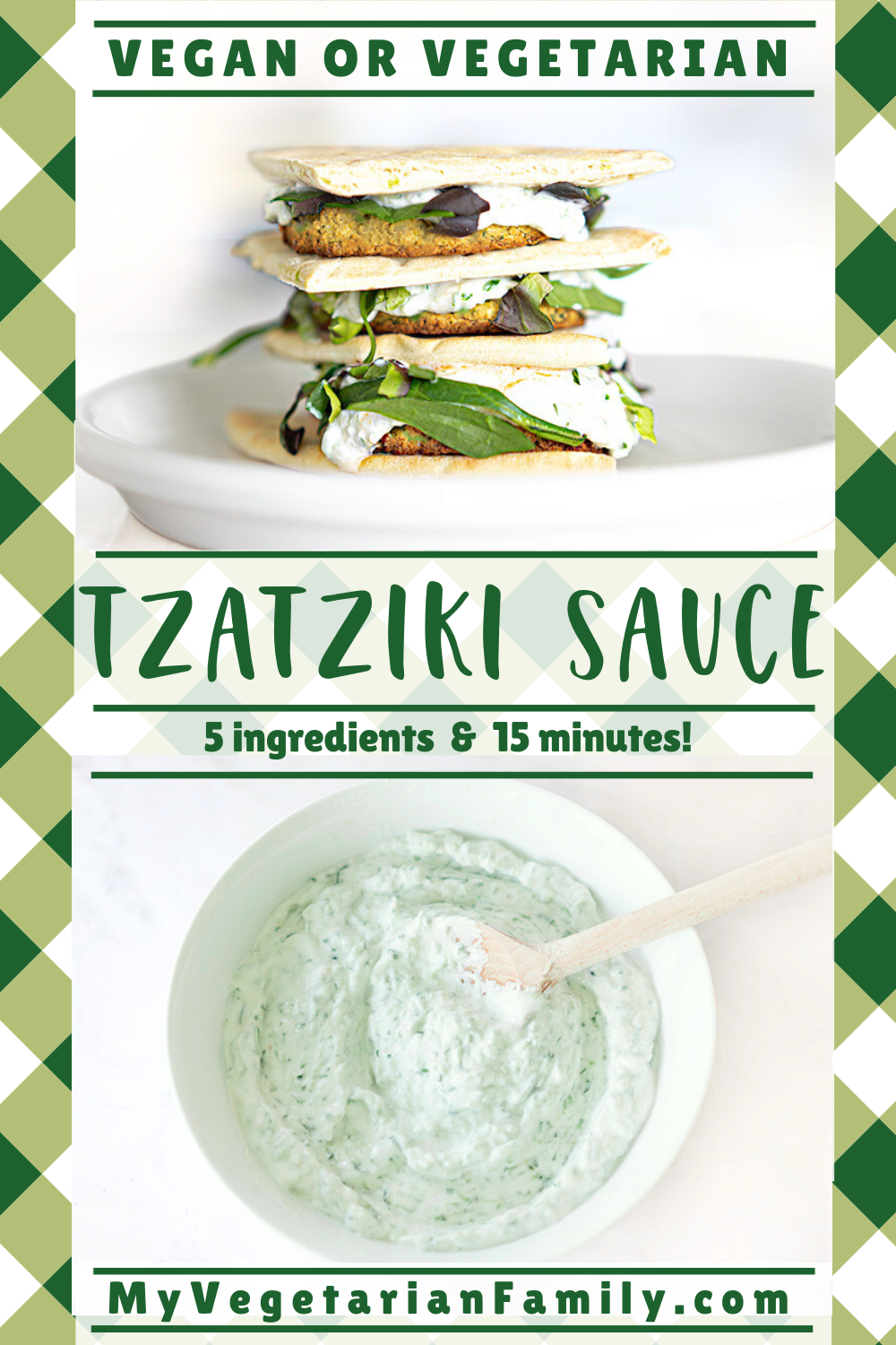 Easy Vegan or Vegetarian Tzatziki Sauce | My Vegetarian Family #vegantzatzikisauce #vegetariantzatzikisauce