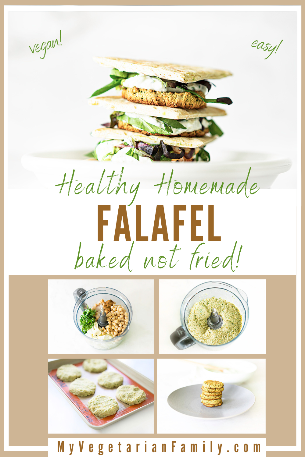 Healthy Homemade Falafel | Baked not Fried | My Vegetarian Family #healthyhomemadefalafel #bakedfalafel