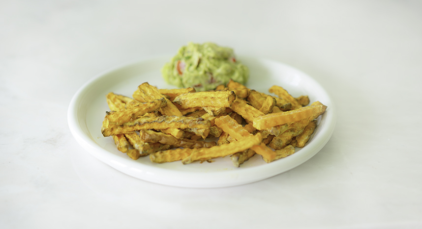 Sweet Potato Crinkle Fries with Guac My Vegetarian Family
