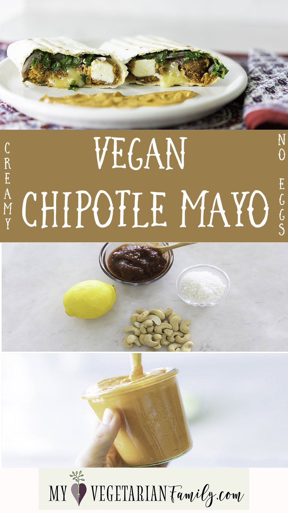 Vegan Chipotle Mayo | No Eggs | My Vegetarian Family #veganchipotlemayo