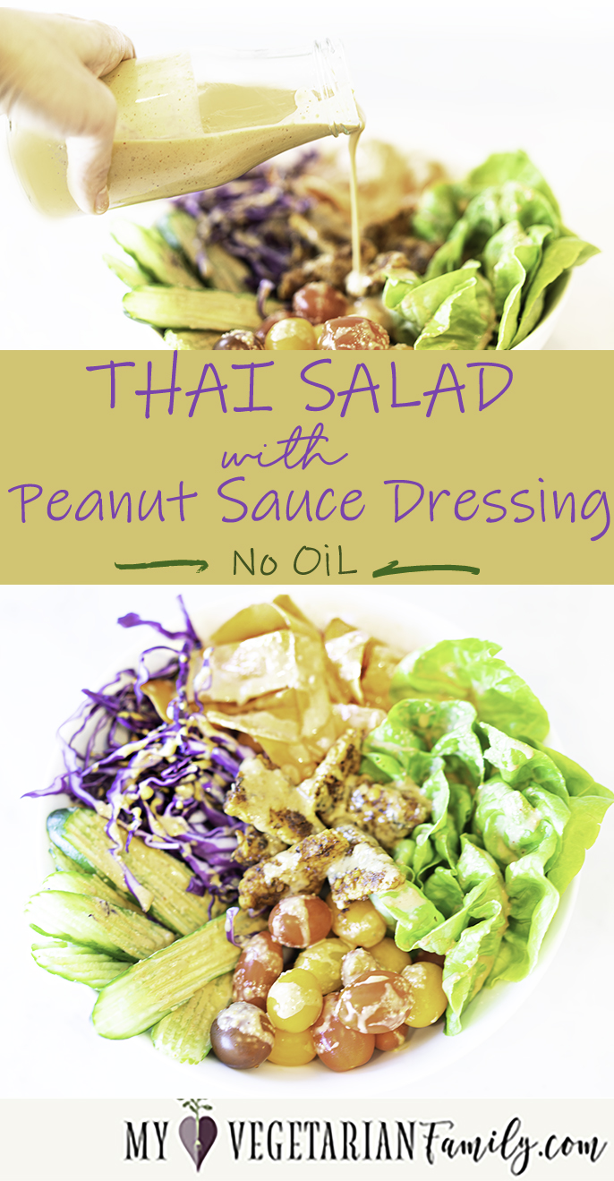 Thai Salad With Peanut Dressing | No Oil | My Vegetarian Family #oilfree #veganthaisalad #oilfreedressing