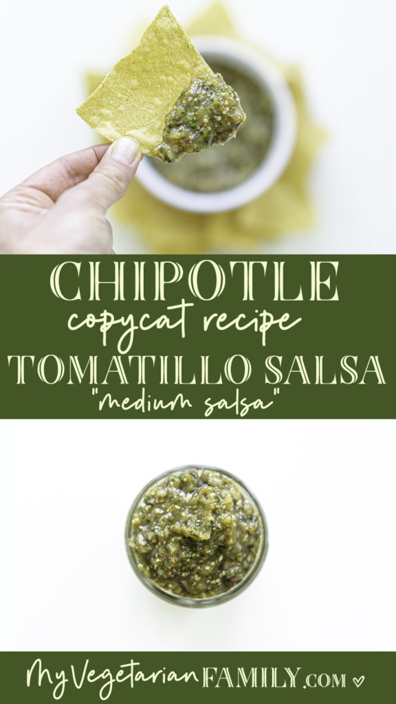 Copycat Chipotle Tomatillo Salsa | My Vegetarian Family #copycatchipotlemexicangrill
