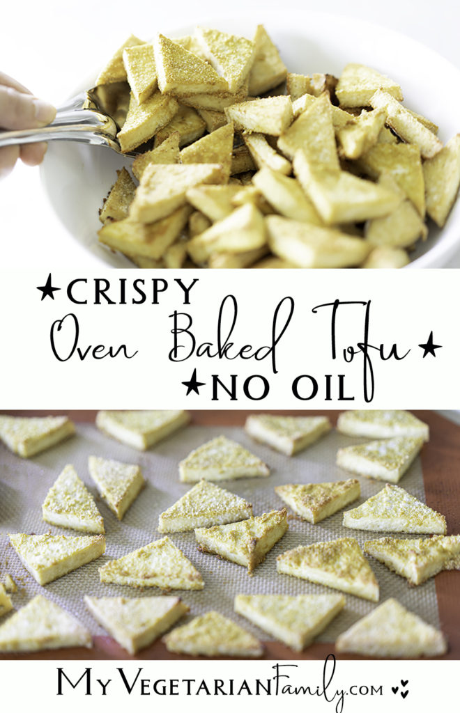Crispy Oven Baked Tofu Oil-Free | My Vegetarian Family #plantbasedtofu #oilfreecooking #healthytofu