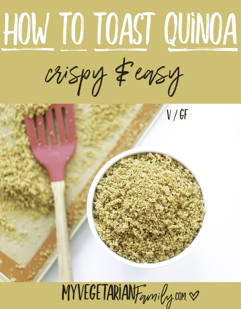 How To Toast Quinoa | My Vegetarian Family #quinoainsteadofcroutons #crispyquinoa #glutenfreesaladtopping #veganquinoa