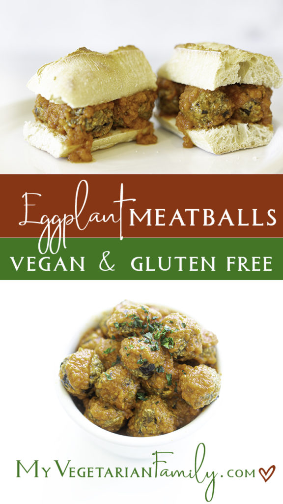 Vegan Eggplant Meatballs | My Vegetarian Family #veganitalian #glutenfreeitalian #meatlessmeatballs #bakedeggplant #dairyfreee