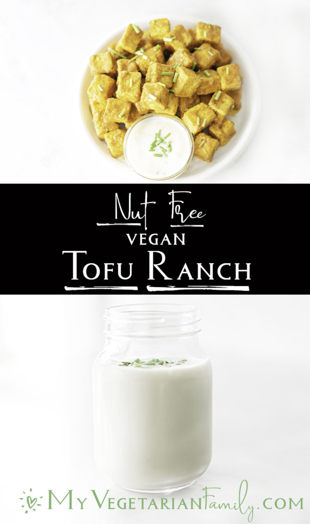 Silken Tofu Vegan Ranch Dressing | My Vegetarian Family #veganranchdressing #nutfreeveganranch #tofuranch #oilfreeranchdressing #healthyranchdressing