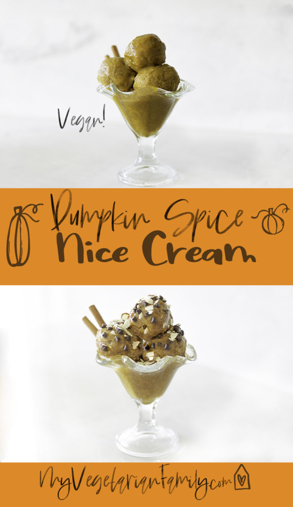 Pumpkin Spice Nice Cream | My Vegetarian Family #veganpumpkinspice #pumpkinnicecream #healthypumpkinspice