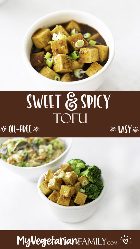 Sweet and Spicy Tofu | My Vegetarian Family #sweetandspicytofu #bakedtofu #srirachatofu #oilfreetofu #nooiltofurecipe