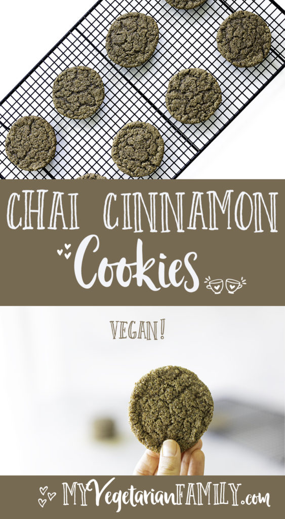 Chai Cinnamon Sugar Cookies | My Vegetarian Family #vegancookies #egglessbaking #cinnamonsugarcookies #veganchaicookies