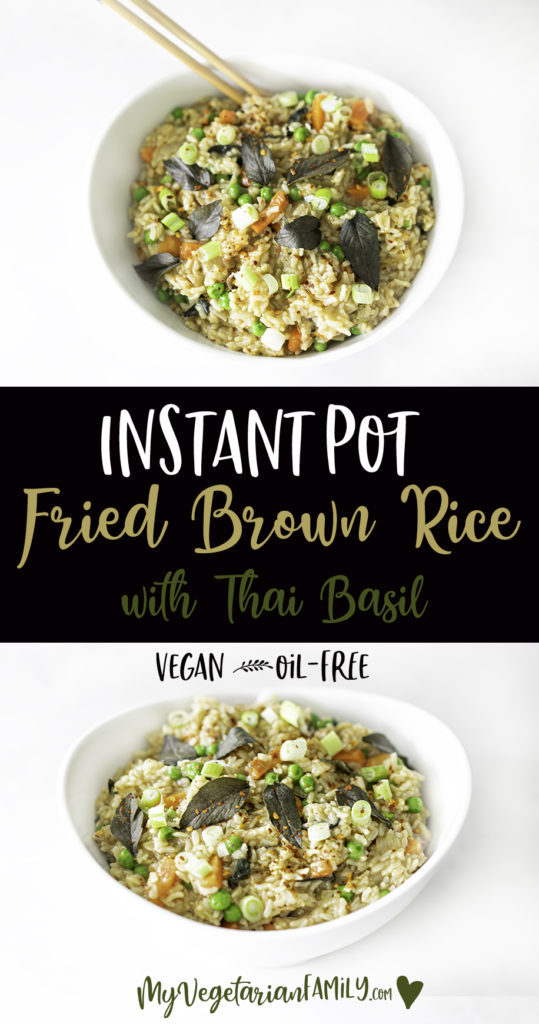 Instant Pot Fried Brown Rice | My vegetarian Family #thaibasilfriedrice #instantpotthaibasilfriedrice #instantpotfriedrice #oilfreefriedrice #friedbrownrice