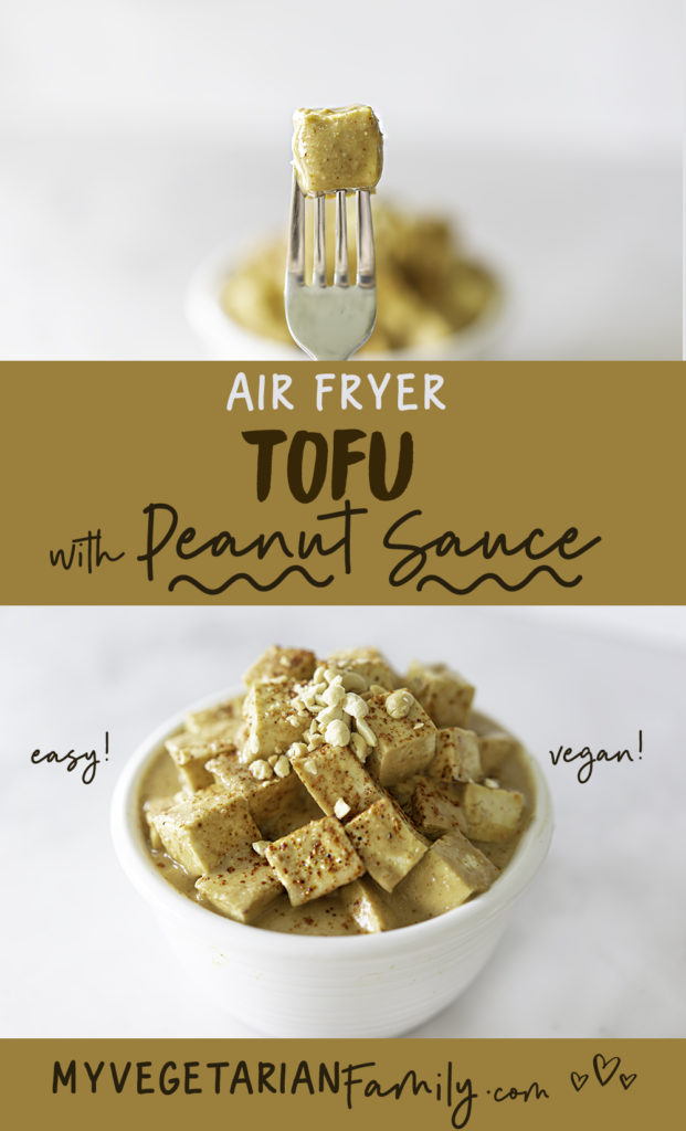 Air Fryer Tofu with Peanut Sauce | My Vegetarian Family #airfryertofuwithpeanutsauce #easypeanutsaucerecipe #veganpeanutsauce #veganglutenfree #wfpb