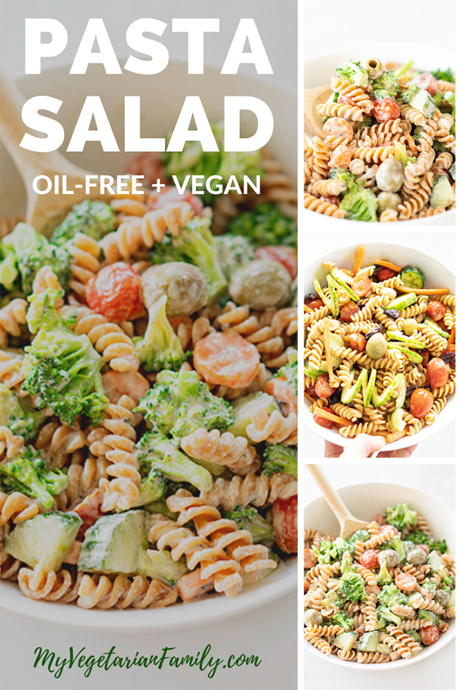 Oil-Free Vegan Pasta Salad | My Vegetarian Family #oilfreepastasalad #nomayopatstasalad #egglesspastasalad #healthypastasalad #veganoilfreepastasalad #plantbasedpastasalad