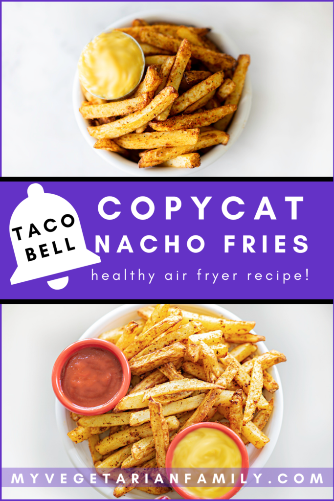 Taco Bell Nacho Fries Copycat Recipe | My Vegetarian Family #copycatrecipe #tacobellcopycat #tacobellnachofries #vegannachofries