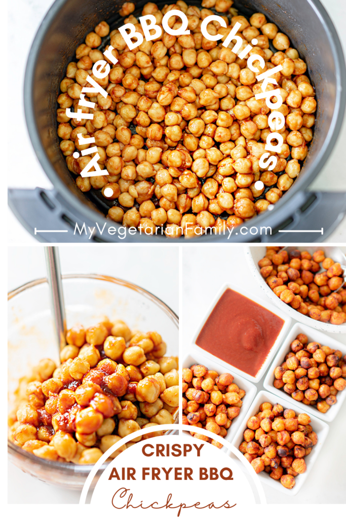 Turn a chickpea into a flavorful snack with these Air Fryer BBQ Chickpeas! 15 minutes + 2 ingredients for a crispy + protein-packed snack!