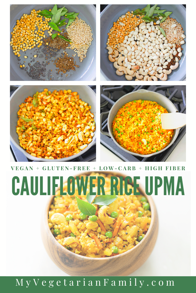 Cauliflower Rice Upma | My Vegetarian Family #glutenveganfreeupma #indiancauliflowerrice #turmericcauliflowerrice