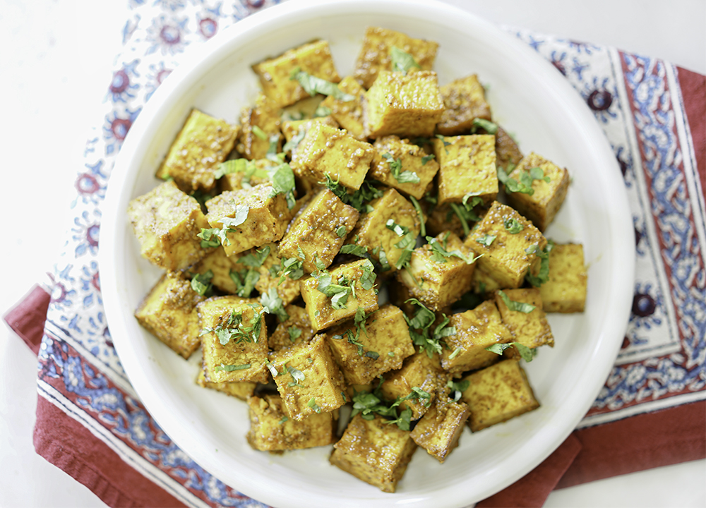 Baked Indian Tofu Recipe | My Vegetarian Family #indiantofu #turmerictofu #masalabakedtofu #bakedindiancurrytofu