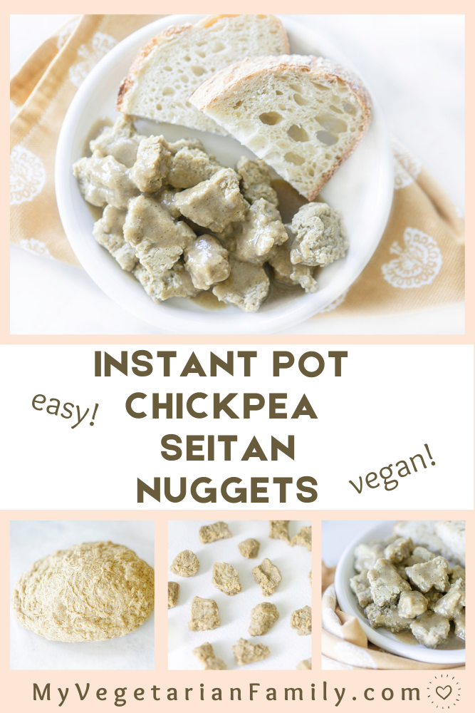 Instant Pot Chickpea Seitan Nuggets | My Vegetarian Family #chickpeaseaitan #instantpotseitan #thanksgivingseitan #meatlessthanksgiving #homemadeseitan