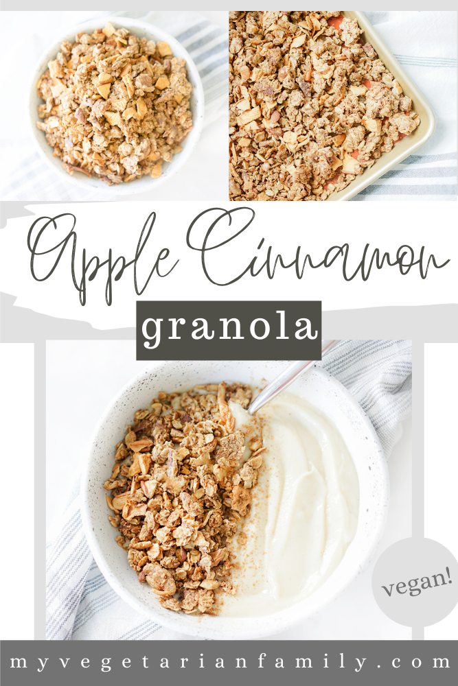 Apple Cinnamon Granola | My Vegetarian Family #applecinnamongranola #healthygranola #vegangranola #homemadegranola