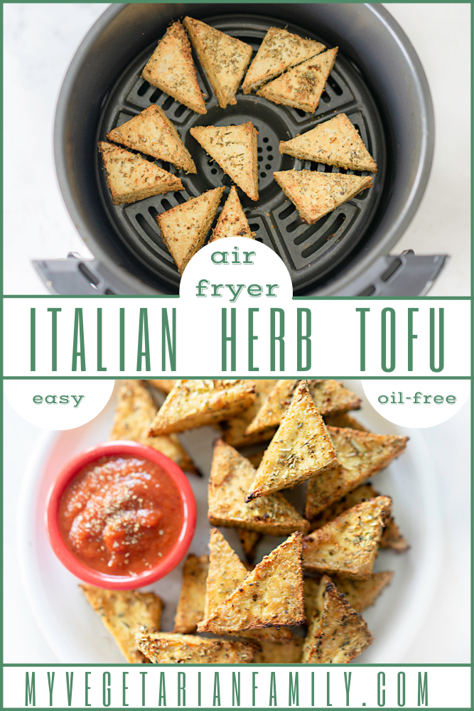 Air Fryer Italian Herb Tofu | My Vegetarian Family #airfryertofu #italianherbtofu #oilfreetofu