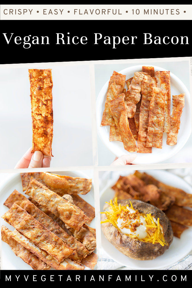 Vegan Rice Paper Bacon Recipe | My Vegetarian Family #ricepaperbacon #easyveganbacon