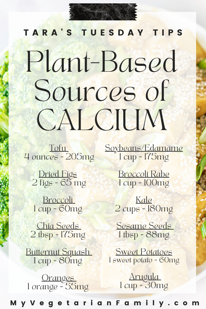 Plant-Based Sources of Calcium | Tara's Tuesday Tips My Vegetarian Family #nutritiontips #tarastuesdaytips #myvegetarianfamily #plantbasedcalcium