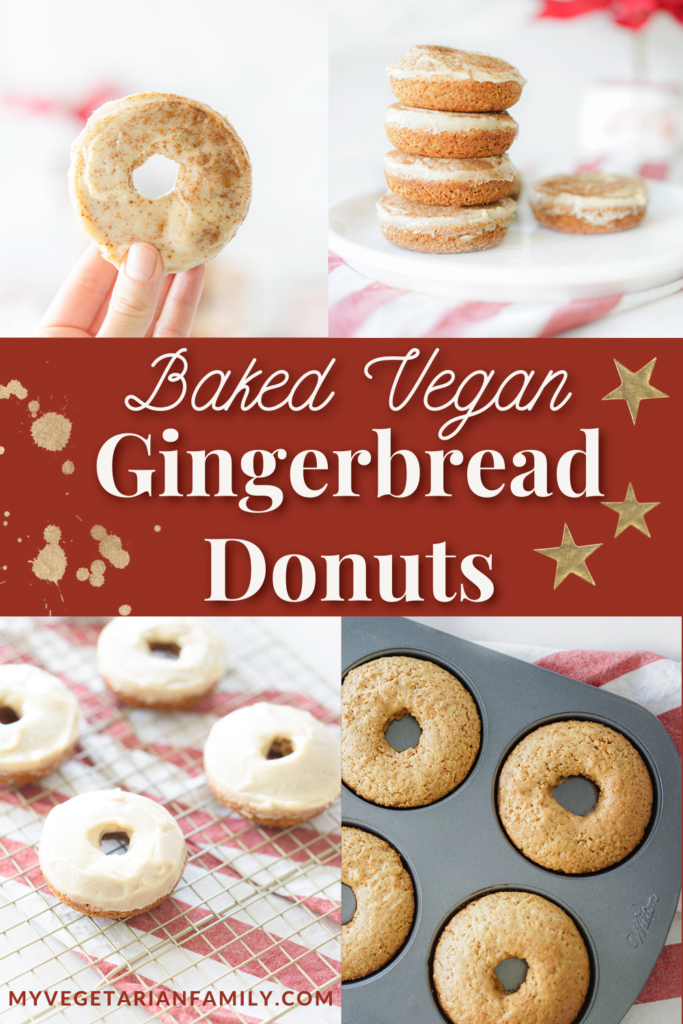 Baked Vegan Gingerbread Donuts | My Vegetarian Family #bakedvegandonuts #gingerbreaddonuts
