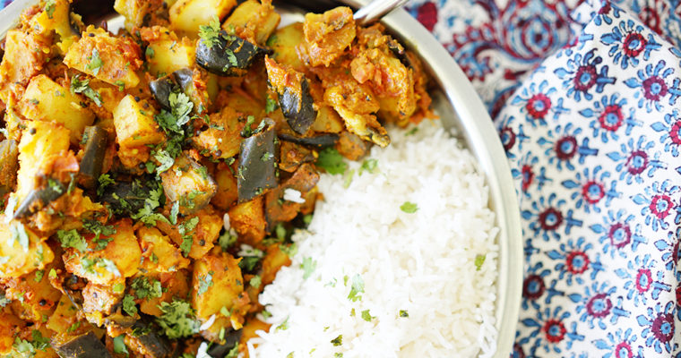 Indian Potatoes with Eggplant (Aloo Baingan)