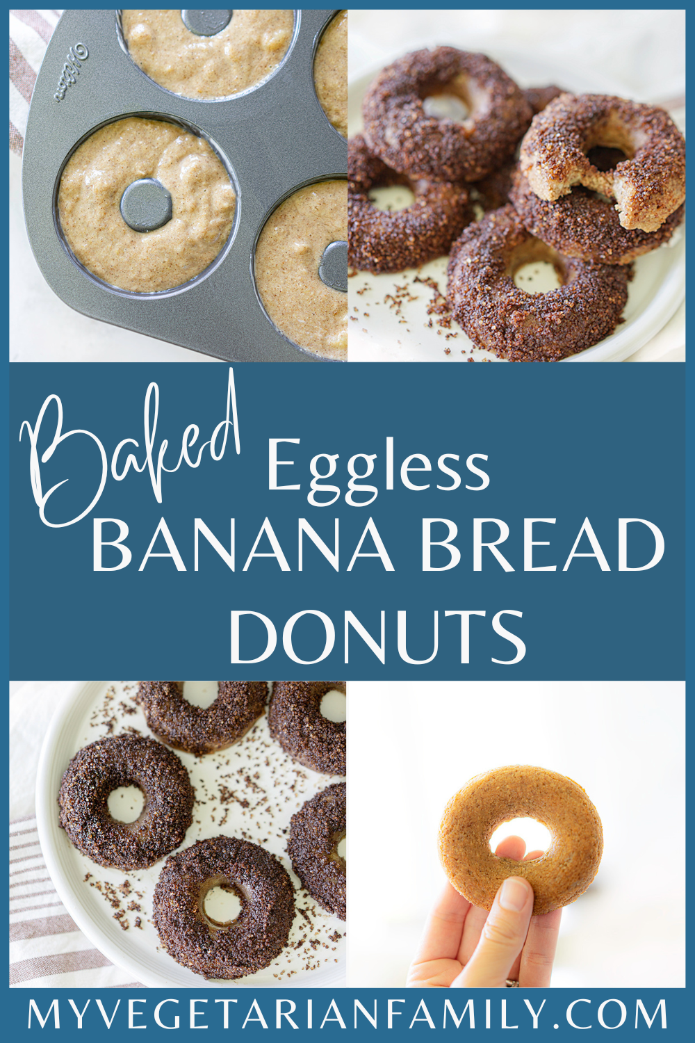 Eggless Baked Banana Bread Donuts | My Vegetarian Family #bakedbananabreaddonuts #egglessbaking