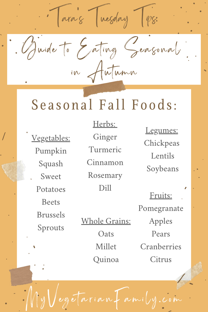 Guide To Eating Seasonal in Autumn | Seasonal Fall Foods | Tara's Tuesday Tips | My Vegetarian Family #myvegetarianfamily