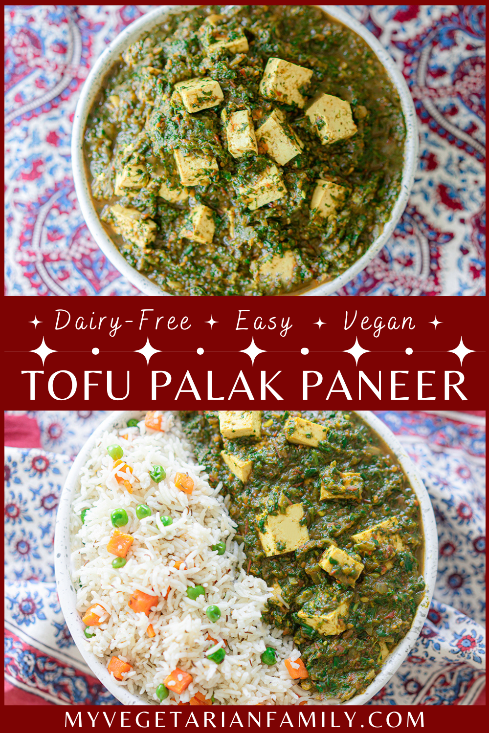 Tofu Palak Paneer Vegan | My Vegetarian Family #veganpalakpaneer #tofupalakpaneer #dairyfreepalakpaneer #incrediblyindian