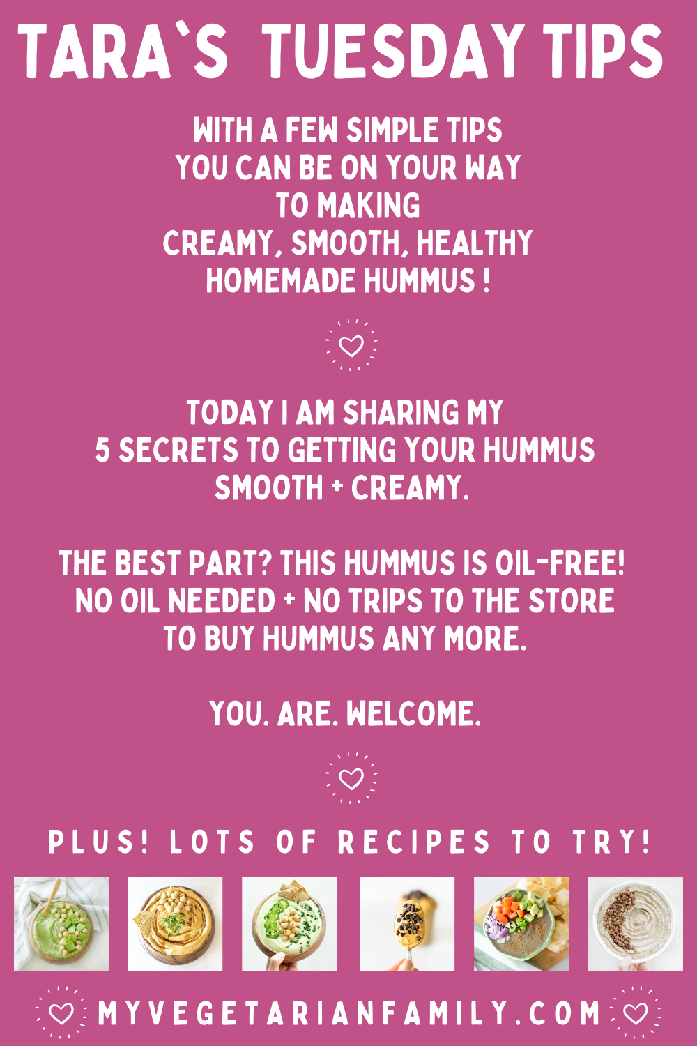 How To Make Healthy Homemade Oil-Free Hummus | My Vegetarian Family | Tara's Tuesday Tips #oilfreehummus