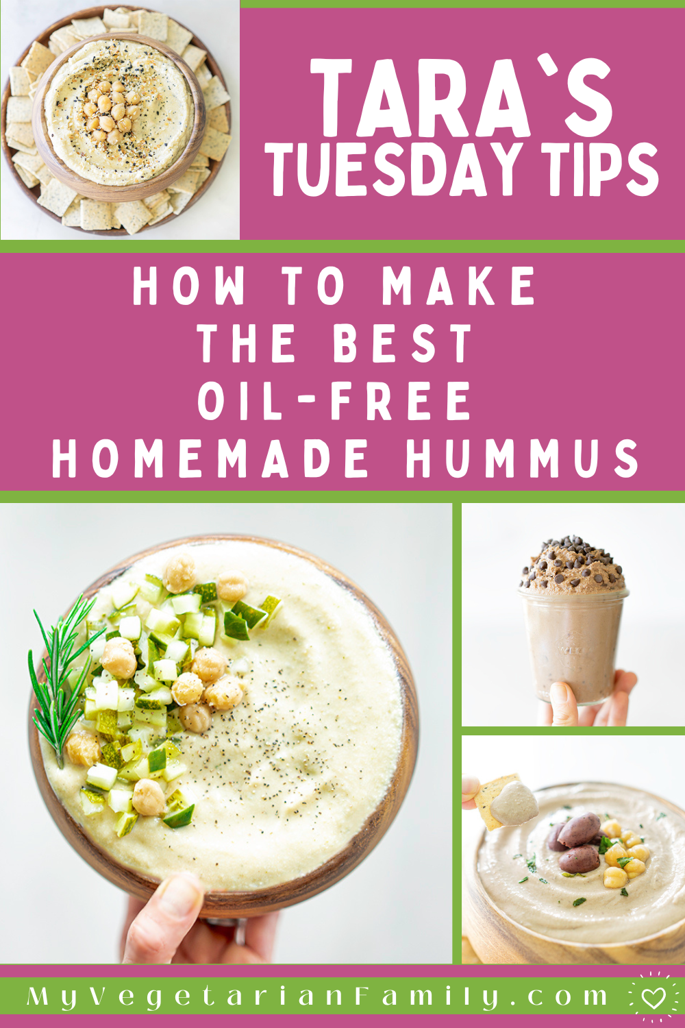 How To Make Homemade Oil-Free Hummus | My Vegetarian Family | Tara's Tuesday Tips #oilfreehummus