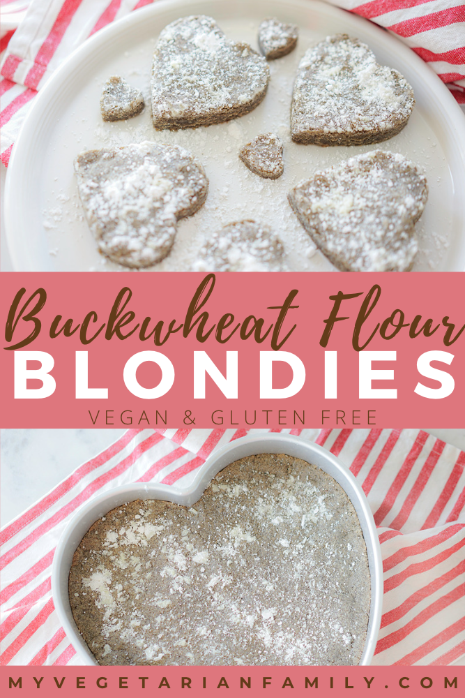 Vegan Buckwheat Flour Blondies | My Vegetarian Family #glutenfreeblondies #veganblondies #buckwheatblondies