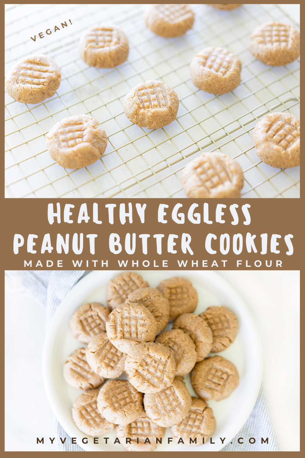 Healthy Eggless Peanut Butter Cookies Vegan | My Vegetarian Family #healthypeanutbuttercookies #egglesspeanutbuttercookies