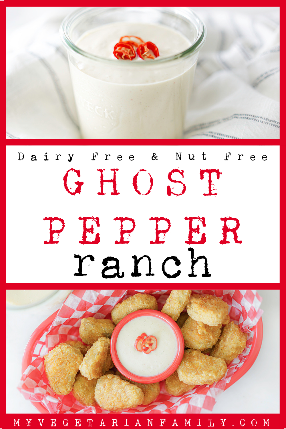 Ghost Pepper Ranch Dressing Recipe | My Vegetarian Family #ghostpepperranch #veganghostpepperranch