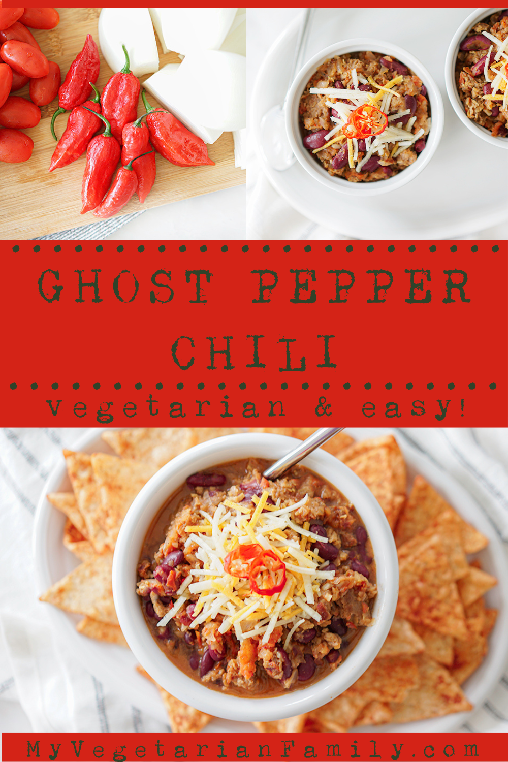 Vegetarian Ghost Pepper Chili Recipe | My Vegetarian Family #ghostpepperchili #spicyveganchili #spicyvegetarianchili