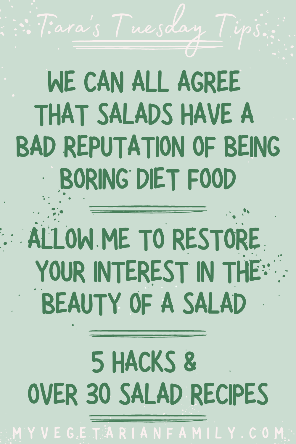 How to Build a Filling Salad | My Vegetarian Family | Tara's Tuesday Tips #buildasatisfyingsalad