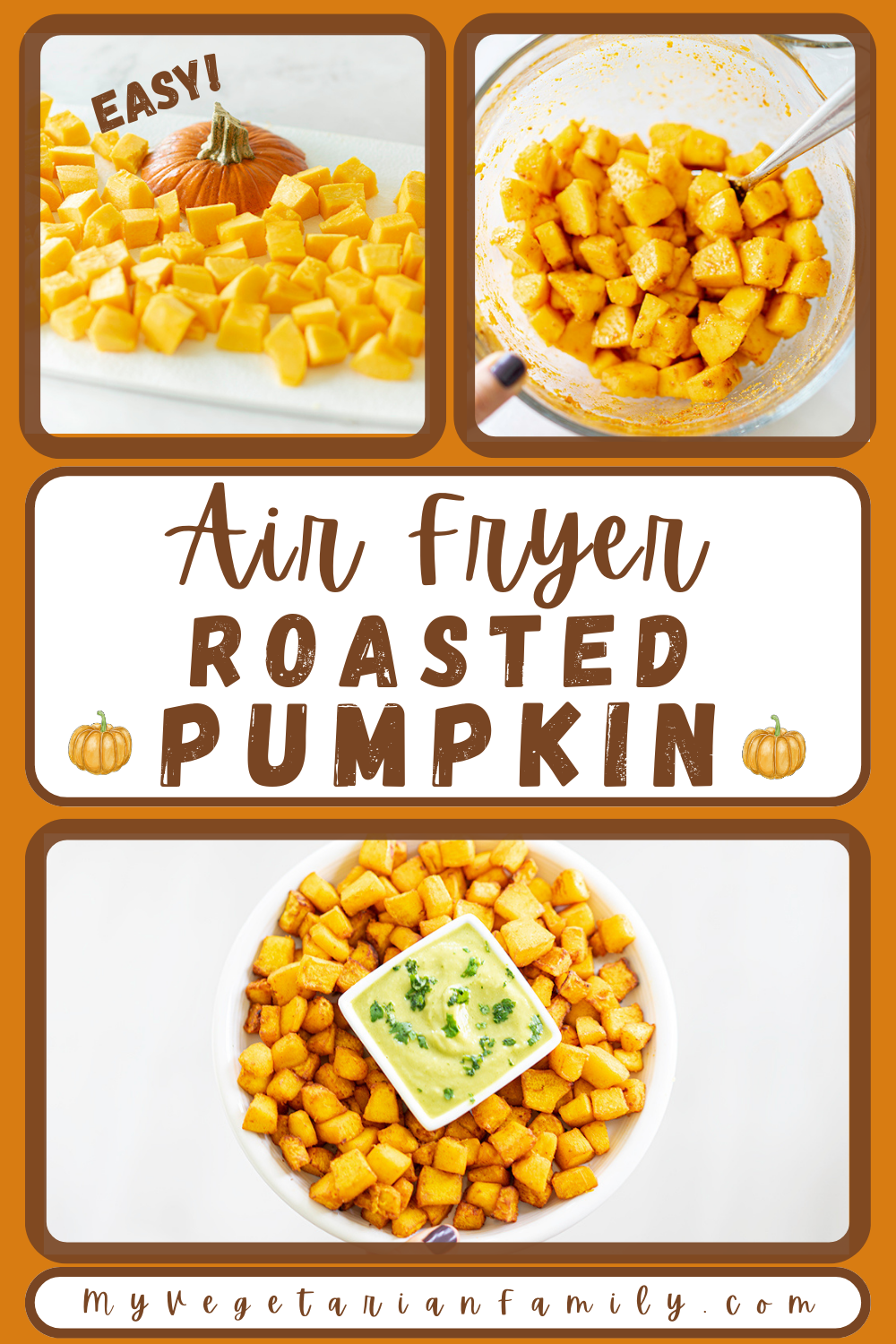 Air Fryer Roasted Pumpkin | My Vegetarian Family #airfryerpumpkin #airfriedpumpkin #roastedpumpkin