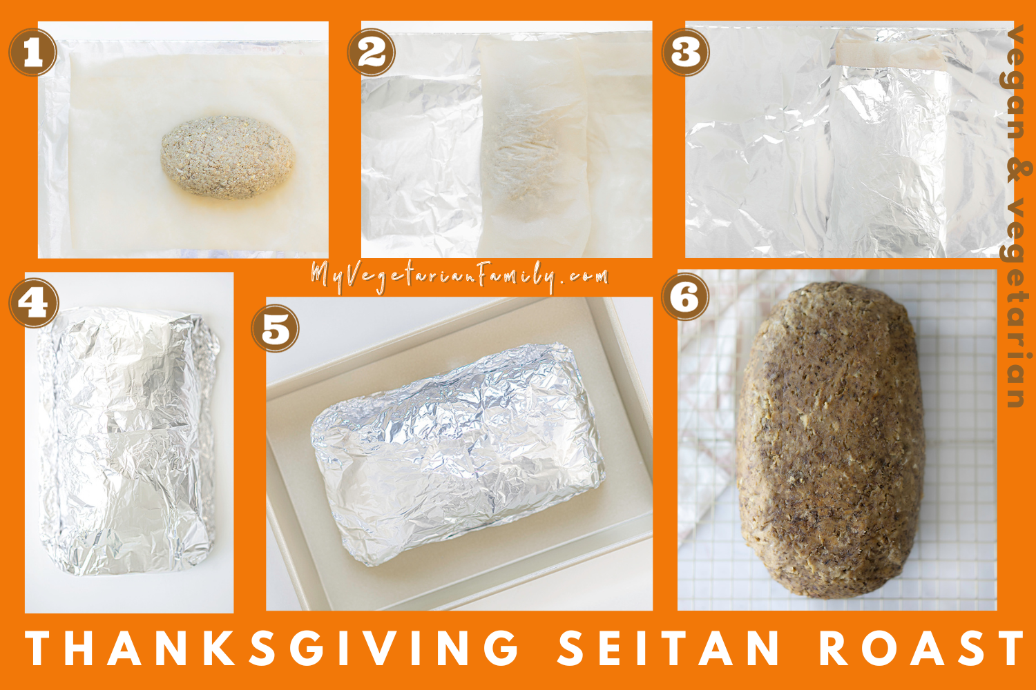 Thanksgiving Seitan Roast | My Vegetarian Family #bakedseitanrecipe #veganseitan #vegetarianseitan
